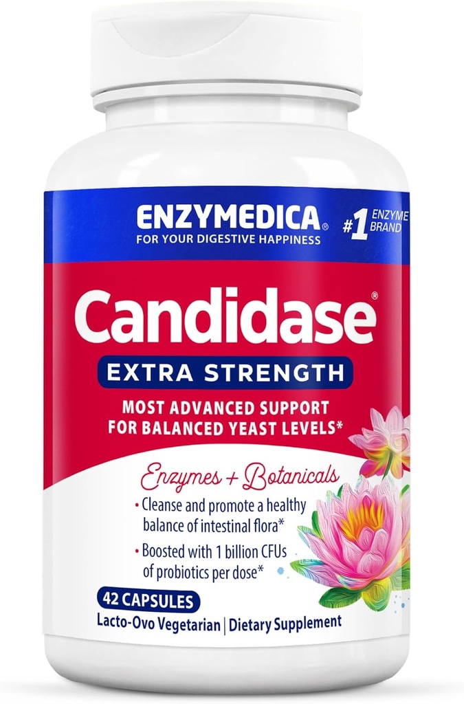 Enzymedica, Candidase Extra Strength, Support for Balanced Yeast Levels, 42 Capsules