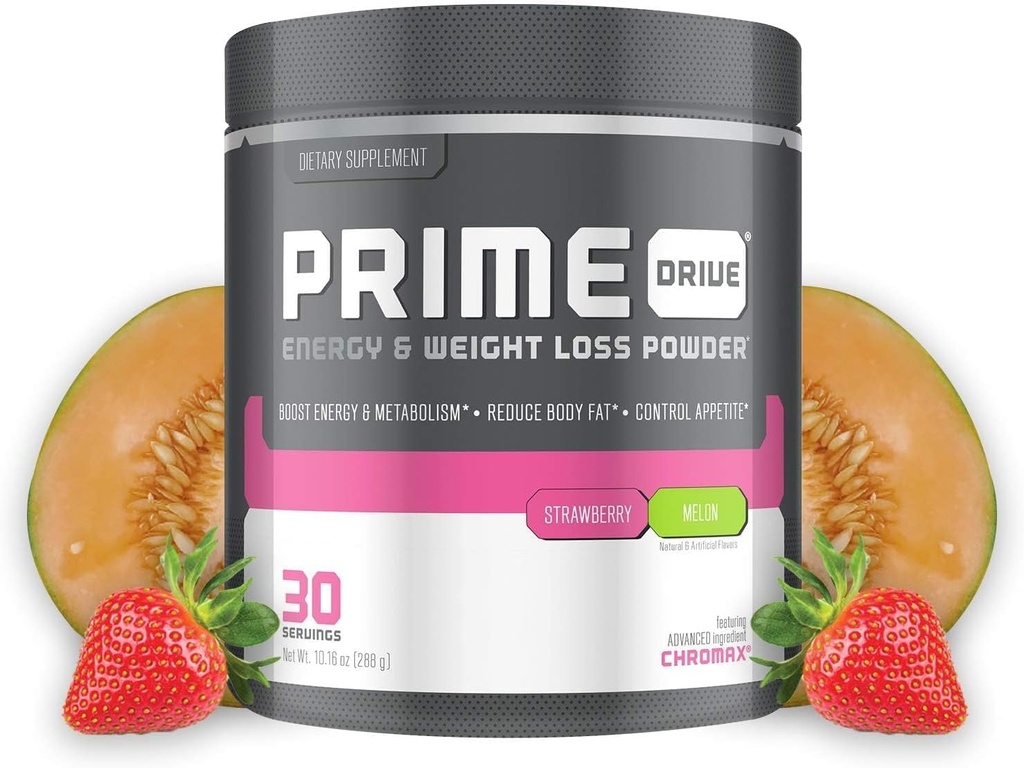 Prime Drive Energy Strawberry Melon Pre Workout Energy Drink Powder, Provides Extreme Energy, Focus and Intensity, Boosts Metabolism 10.2oz (30 Servings)