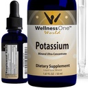 WellnessOne Ionic Cotassium Supplement - Χλωριούχο κάλιο για γρήγορη απορρόφηση - Ενισχύστε το ανοσοποιητικό σύστημα & τη λειτουργία των μυών - ΗΠΑ Δοκιμάστηκε, Vegan, μη ΓΤΟ, Χωρίς γλουτένη, Χωρίς γεύση, 1,67 fl oz