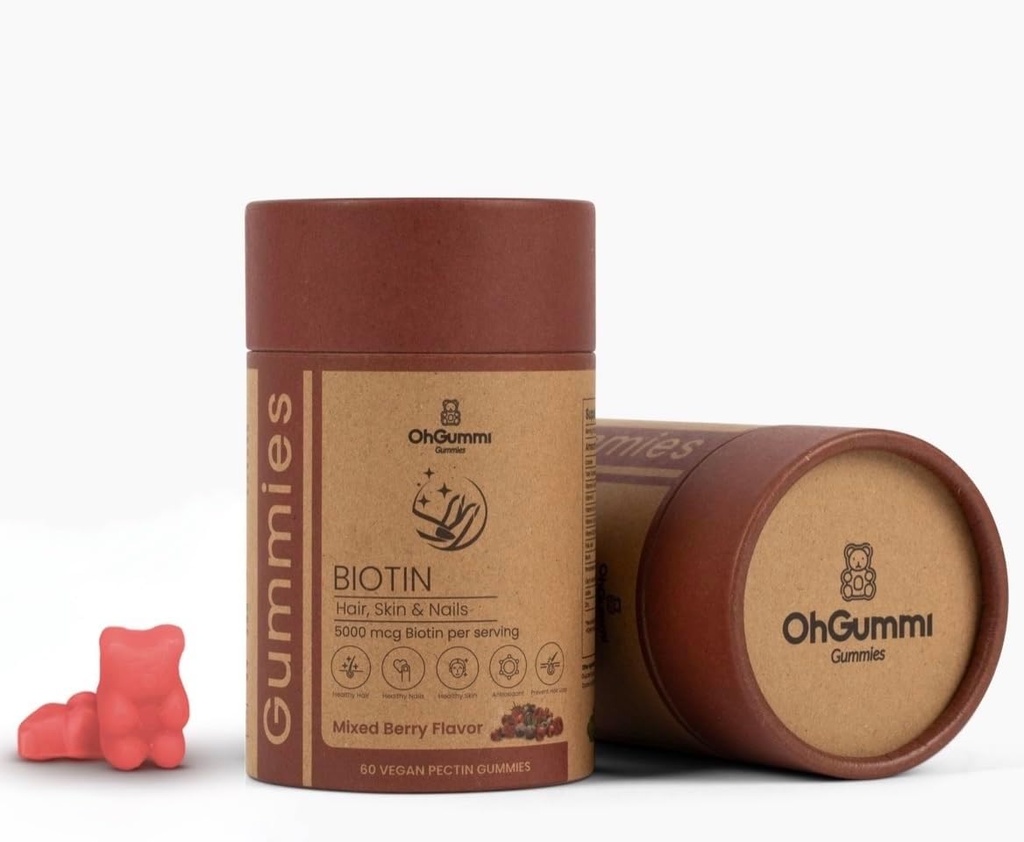 Βιοτίνη 5000mcg Gummies με VIT A, B12, C, D3, E + Φολικό οξύ (Vegan Biotin)