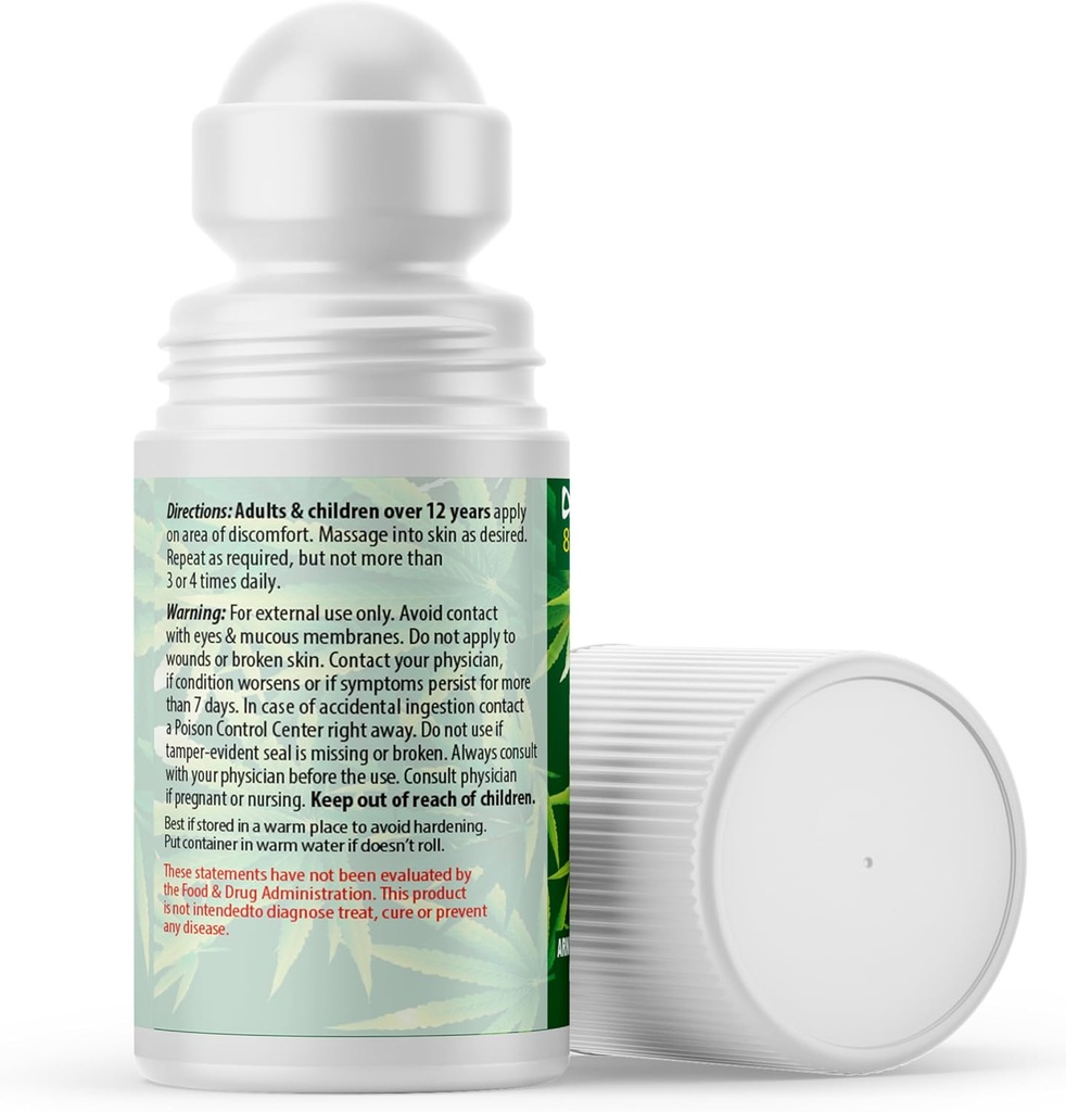 ΑΝΑΜΟΝΗ - Hemp Roll-On 8000mg γρήγορης δράσης, μακράς διάρκειας, μέγιστη δύναμη με Arnica + κουρκουμάς για φυσική αποκατάσταση, αρθρώσεις, μύες. 2 συσκευασίες (2oz)