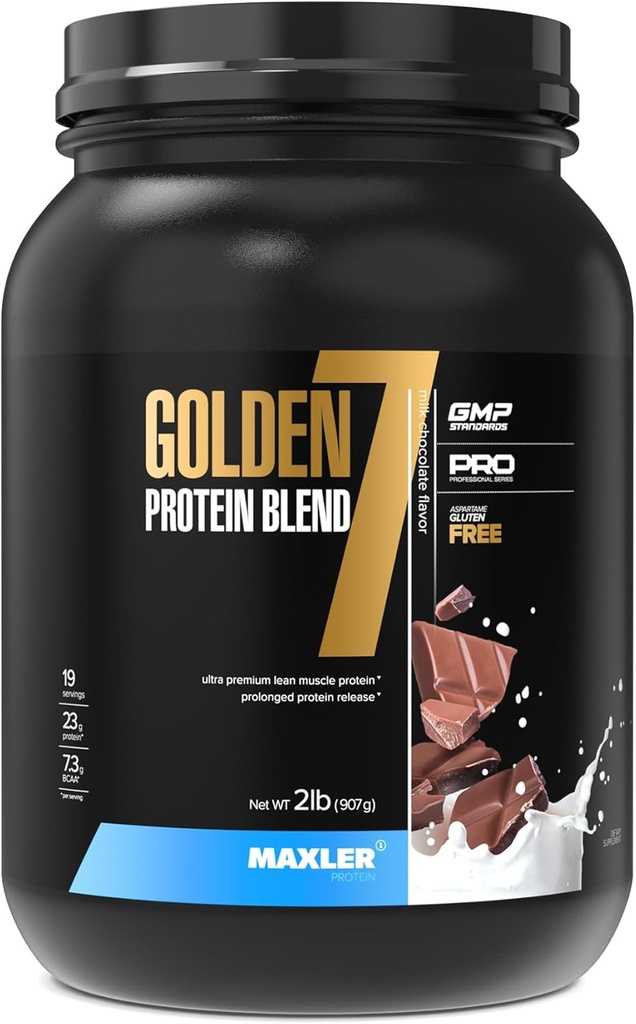 Maxler Golden 7 μείγμα πρωτεΐνης - σκόνη πρωτεΐνης για μυϊκή αύξηση & ανάκτηση - σκόνη πρωτεΐνης σοκολάτας γάλακτος 2 lb