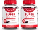 humanN SuperBeets Heart Gummies - Beet Gummy με Heart-Healthy Energy Support, Grape Seed Extract & Beetroot Powder, Sugar Free - Ρόδι με γεύση μούρου, 120 Count