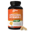 NutriFlair Liposomal Vitamin C 1700mg, 180 Capsules - High Absorption, Fat Soluble VIT C, Higher Bioavailability Immune System Support & Collagen Booster, Non-GMO, Vegan Pills