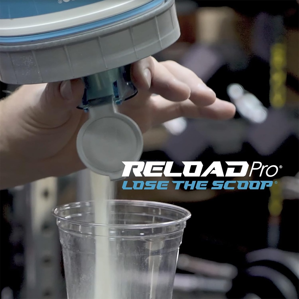XL Protein Scoop και συμπλήρωμα συνημμένο χωνί για Pre και Post Σκόνες προπόνησης, BPA δωρεάν, Spill Proof dispenser, Universal ταιριάζει τα περισσότερα εμπορευματοκιβώτια προϊόντων, Raging Red, Reload Pro