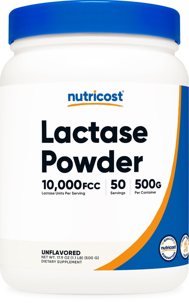 Nutricost Lactase σε σκόνη 500 γραμμάρια - Μη ΓΤΟ, Χωρίς γλουτένη