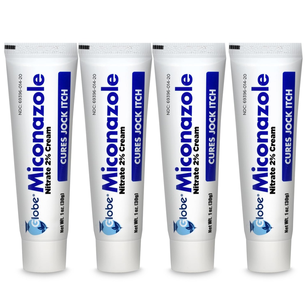 Globe (4 Pack) Miconazole Nitrate 2% Αντιμυκητιασική κρέμα, Θεραπείες Οι περισσότεροι αθλητές Foot, Jock Itch, Ringworm και More. 1 OZ Tube
