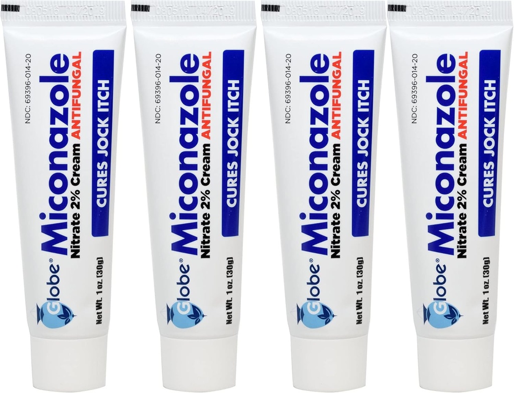 Globe (4 Pack) Miconazole Nitrate 2% Αντιμυκητιασική κρέμα, Θεραπείες Οι περισσότεροι αθλητές Foot, Jock Itch, Ringworm και More. 1 OZ Tube