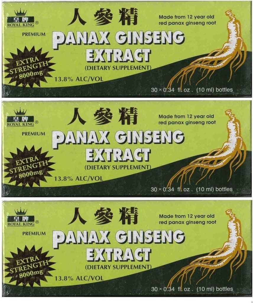 Royal King Panax Ginseng εκχύλισμα με αλκοόλ 8000 mg 30 φιαλίδιο (3 κουτιά)