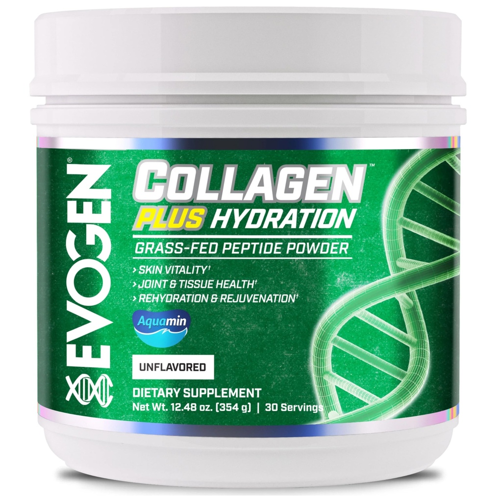 Evogen Collagen Plus Hydration - Grass-Fed Collagen for Women & Men 