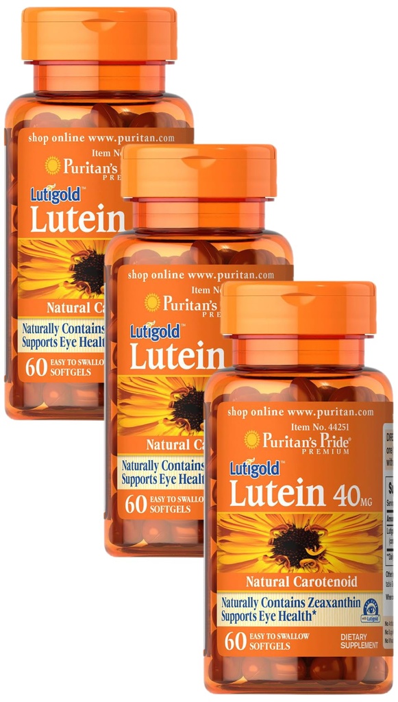 Puritan's Pride Lutein 40 Mg με ζεαξανθίνη, βοηθά στην υποστήριξη της υγείας των ματιών*, Whole Bean, 60 Ct, (πακέτο των 3)