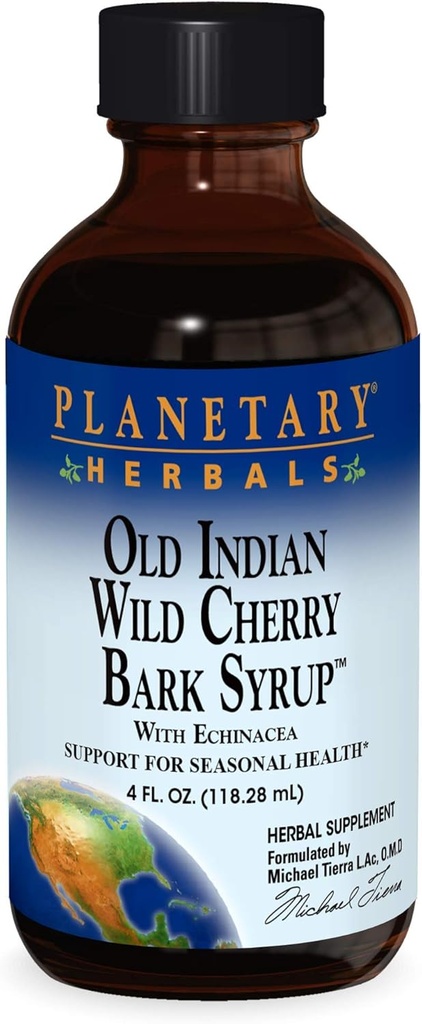 Planetary Herbals Old Indian Wild Cherry Bark Syrup with Echinacea - Φυσικό - 4 oz