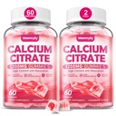 Citrate Gummies Ασβέστιο 1200 mg για Ενήλικες: Ultimate Απορρόφηση Συμπλήρωμα ασβεστίου για Γυναίκες & Άνδρες - Easy to Digest, Vegan, Non-GMO, Gluten Free - Φυσικό άρωμα φράουλας