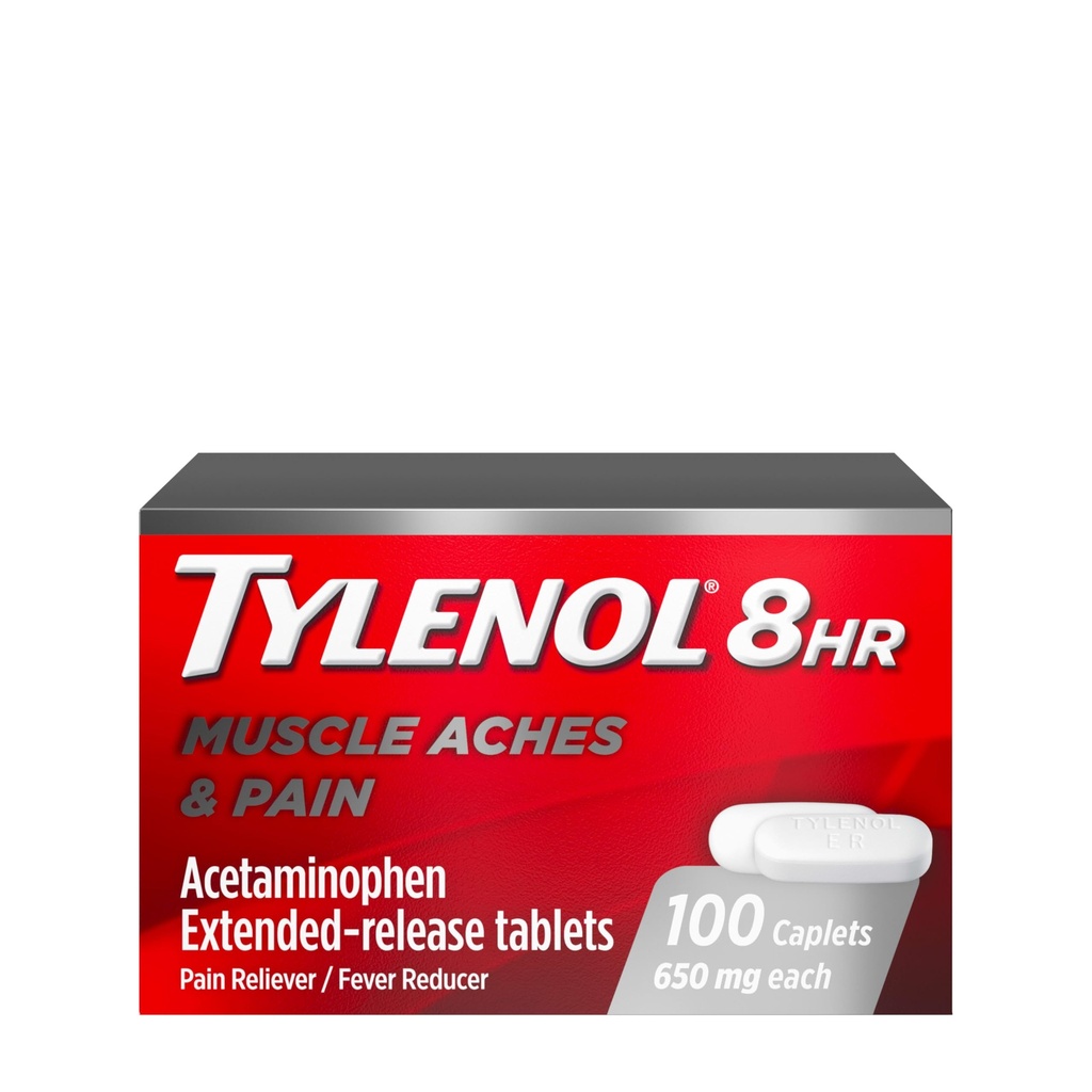 Tylenol 8 ώρας Acetaminophen 650 mg Εκτεταμένες Αιχμές απελευθέρωσης, γρήγορης δράσης σχεδιασμό Bi-Layer, γρήγορης & μεγάλης διάρκειας ανακούφιση πόνου για τους μυς, αρθρώσεις, οσφυαλγία & αρθρίτιδα, πυρετός μειωτή, 100 μέτρα