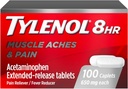 Tylenol 8 Hour Acetaminophen 650 mg Extended Release Caplets, Fast Acting Bi-Layer Design, Quick & Long Lasting Pain Relief for Muscle, Joint, Back & Arthritis Aches, Fever Reducer, 100 Count