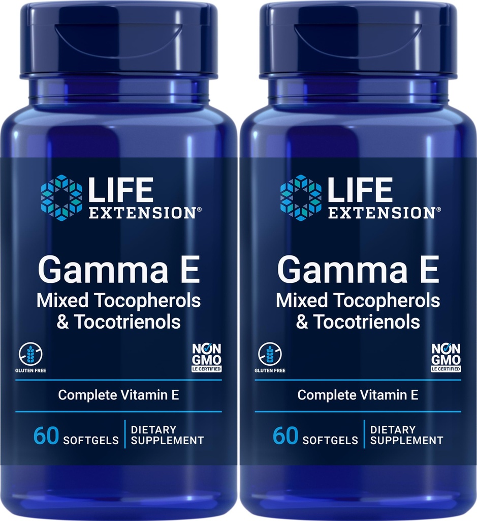 Επέκταση ζωής Gamma E Μικτές τοκοφερόλες & τοκοτριενόλες 60 Softgels (πακέτο του 2)