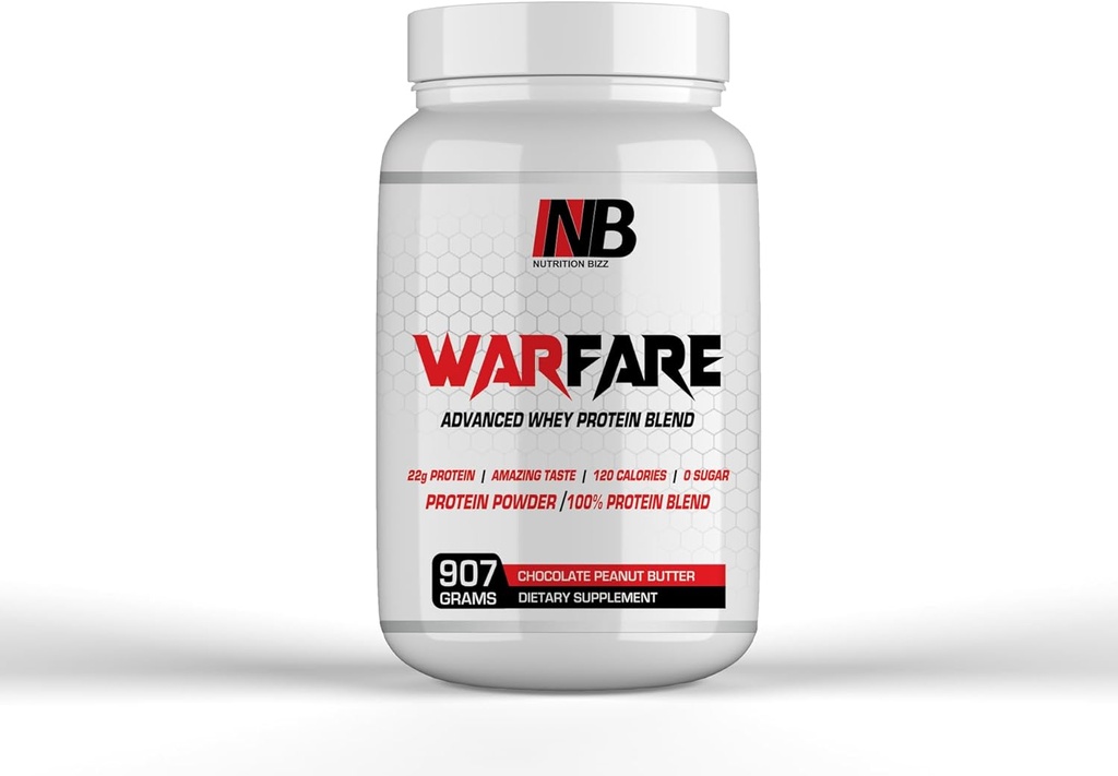 Warfare 2 λίβρες Προηγμένη πρωτεΐνη Whey Blend 22g πρωτεΐνη ανά υπηρεσία Εκπληκτικές Γεύσεις (2 λίβρες, σοκολάτα φυστικοβούτυρο)