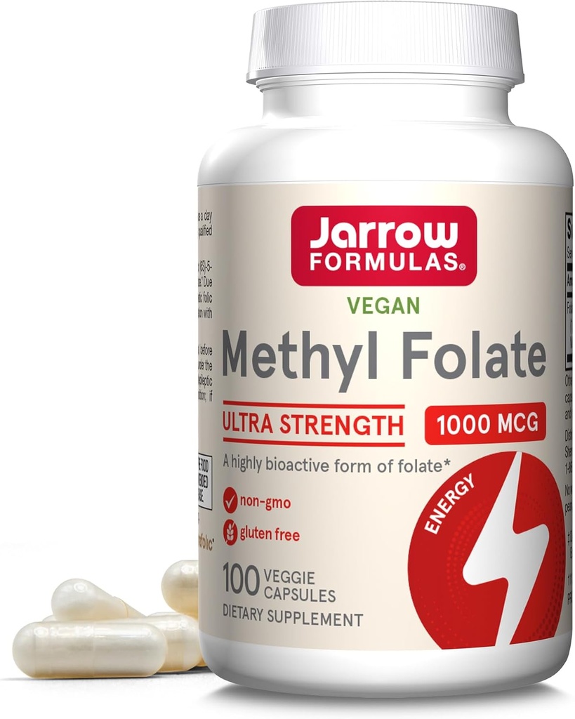 Jarrow Formulas Folate Μεθύλιο 1000 mcg - 100 Veggie Caps - Υψηλής Βιολογικής Δραστηριότητας Μορφή Folate - Τεχνολογία Φολικό οξύ 4ης Γενιάς - 100 Υπηρεσίες