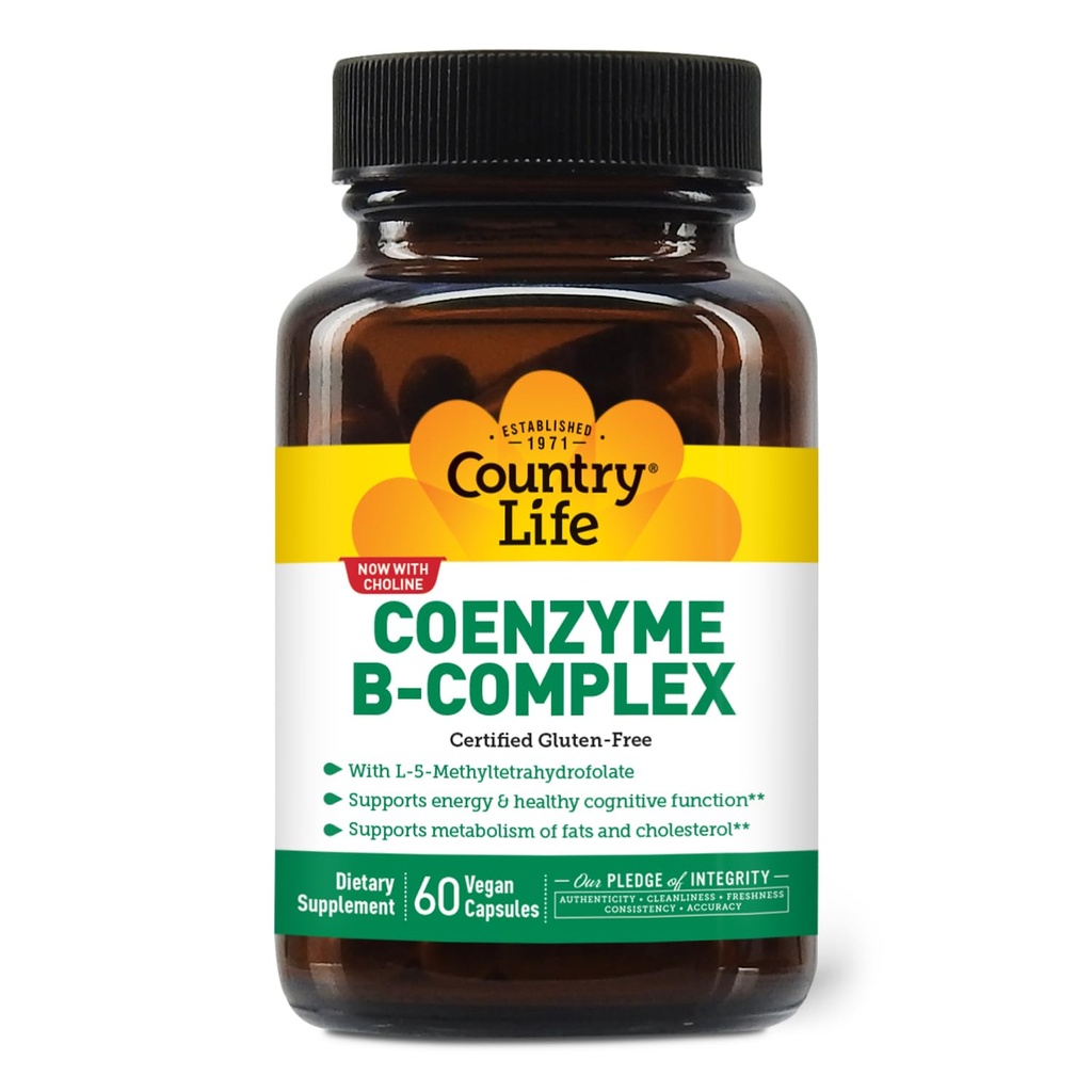 Coenzyme B-Complex, 60 κάψουλες – Υποστηρίζει την ενέργεια και το μεταβολισμό, Mood & Γνωστική λειτουργία – Vegan, Gluten-free, Bioδιαθέσιμες βιταμίνες Β με χολίνη