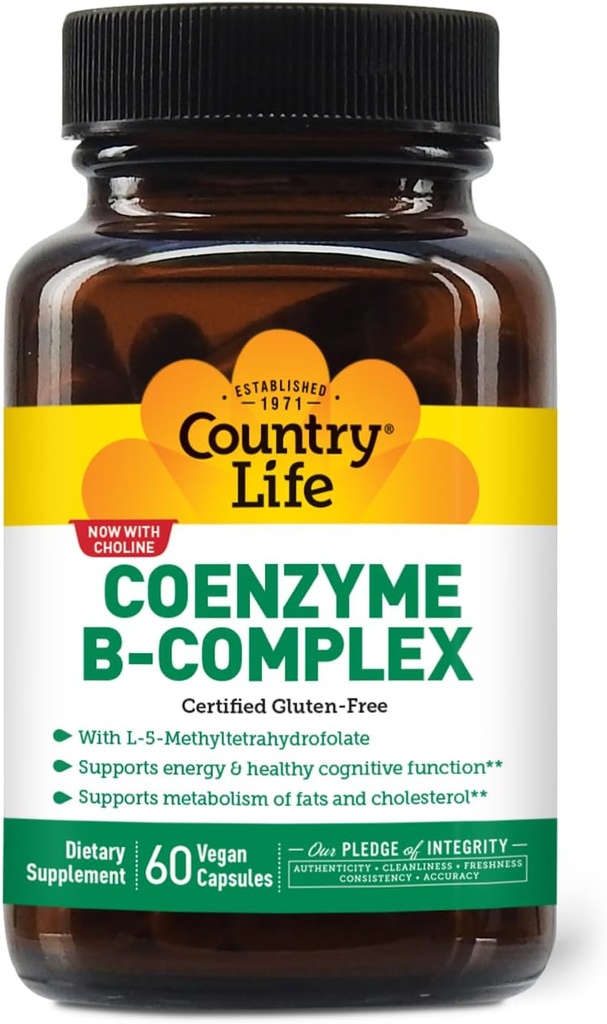 Coenzyme B-Complex, 60 κάψουλες – Υποστηρίζει την ενέργεια και το μεταβολισμό, Mood & Γνωστική λειτουργία – Vegan, Gluten-free, Bioδιαθέσιμες βιταμίνες Β με χολίνη
