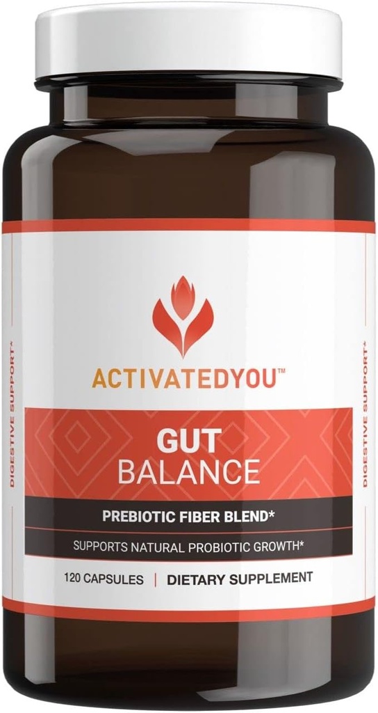 ACTIVATEDYOU Gut Balance Prebiotic Fiber Blend-Βοηθά Ρυθμίστε & Υποστηρίξτε Digestive Health & Προωθήστε τη διαρκή ενέργεια, τα πρεβιοτικά ανδρών και γυναικών για την υγεία των ούλων - (120 κάψουλες)