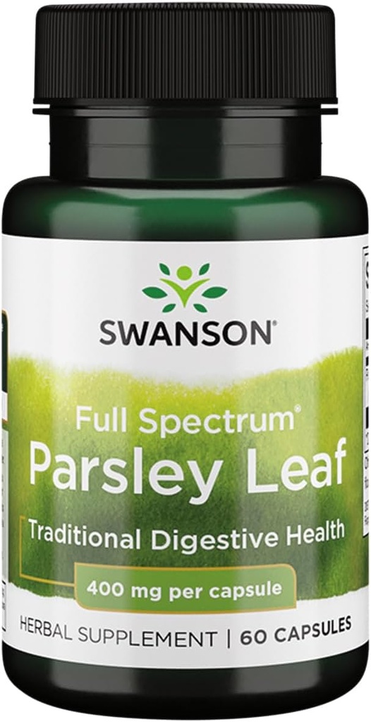 Swanson Full-Spectrum Parsley Leaf Extract - Herbal Supplement Promoting Digestive Health - Natural Formula Supporting GI Tract Health - (60 Capsules, 400mg Each)