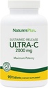 NaturesPlus Ultra- C 2000 mg - 90 δισκία, Συσκευασία των 2 - Βιταμίνη C με Rose HIPS - Ανοσοποιητική & Αντιοξειδωτική Υποστήριξη - Χορτοφαγική, Χωρίς Γλουτένη - 180 Σερβιέτες