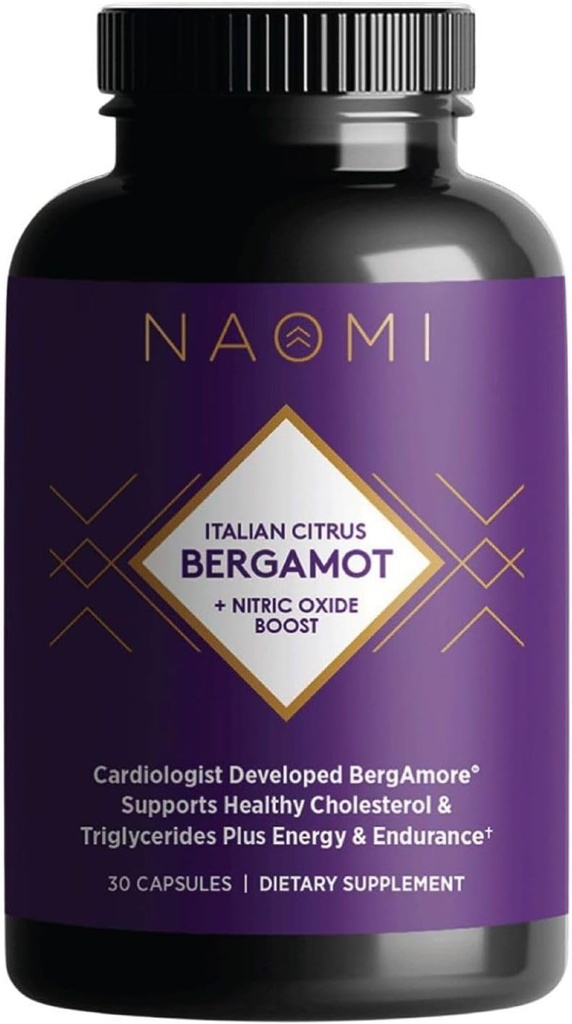 NAOMI Italian Citrus Bergamot Plus Nitric Oxide Boost, Award-Winning Cardiologist Dvlpd, Supports Healthy Cholesterol & Blood Pressure in Normal Range, with 7 Key Polyphenols, 30-Day Supply