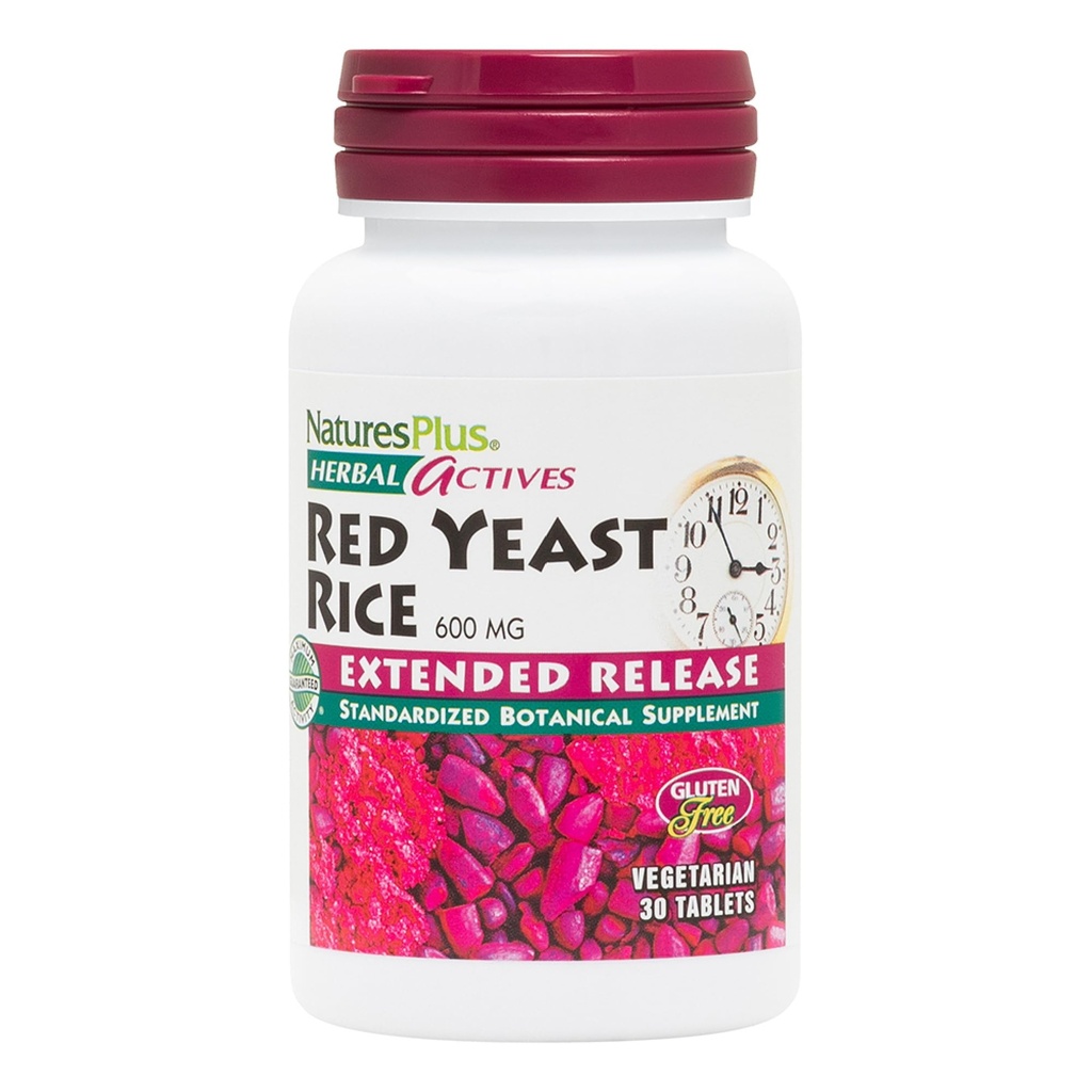 Natures Plus Herbal Actives Red Yeast Rice, Extended Release - 600mg, 30 Vegan Tablets - Συμπλήρωμα βοτάνων - Χορτοφαγικά, Χωρίς Γλουτένη - 30 Σερβιέτες