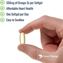Αμέρ Ωμέγα Τριγλυκερίδιο Ωμέγα-3 Fish Oil for Heart Health Support - Wild-Caught Alaska Walleye Pollock - American-Sourced, American-Made - Μη ΓΤΟ, Χωρίς γλουτένη & Γαλακτοκομικά - 60 Softgels