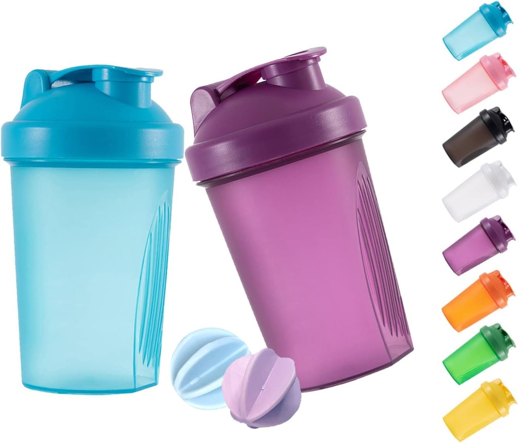 Shakeer μπουκάλι πρωτεΐνης ανακινεί και 16-Ounce/400ML shaker-Bottle με μπάλες Whisk, Non-BPA πλαστικό (μπλε + Purple(2PCS))