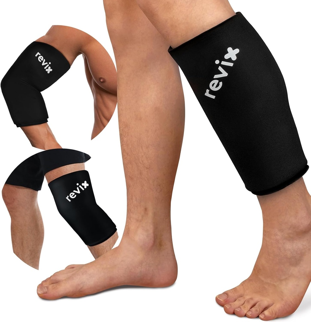 ReVIX XL Shin Splints Ice Leeve, Calf Ice Packs για τραυματισμούς Επαναχρησιμοποιήσιμα, γόνατο, βραχίονας & αγκώνα, κάτω πόδι Συμπίεση μανίκι κρύο πακέτο ανακουφίζει τις ζημιές των οστών και την αποκατάσταση λειτουργίας, κάλυψη 360°