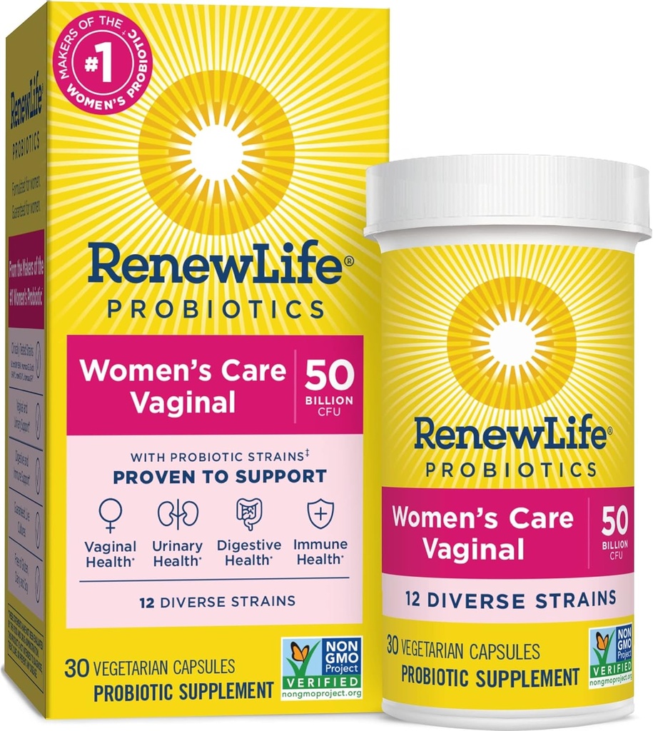 Renew Life Γυναικεία Probiotic Κάψουλες, 50 δισεκατομμύρια CFU Εγγυημένα, Υποστηρίζει το pH Ισορροπία, Κολπικό, Ουρολοίμωξη, Πειθαρχία και Ανοσοποιητική Υγεία(2), L. Rhamnosus GG, Γαλακτοκομικά, Σόγια και Χωρίς Γλουτένη, 30 Count