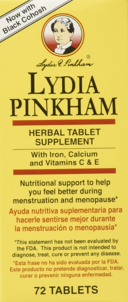 Lydia Pinkham Βότανο συμπλήρωμα Δισκία για Εμμηνόρροια και Εμμηνόπαυση Υποστήριξη, 72 Count