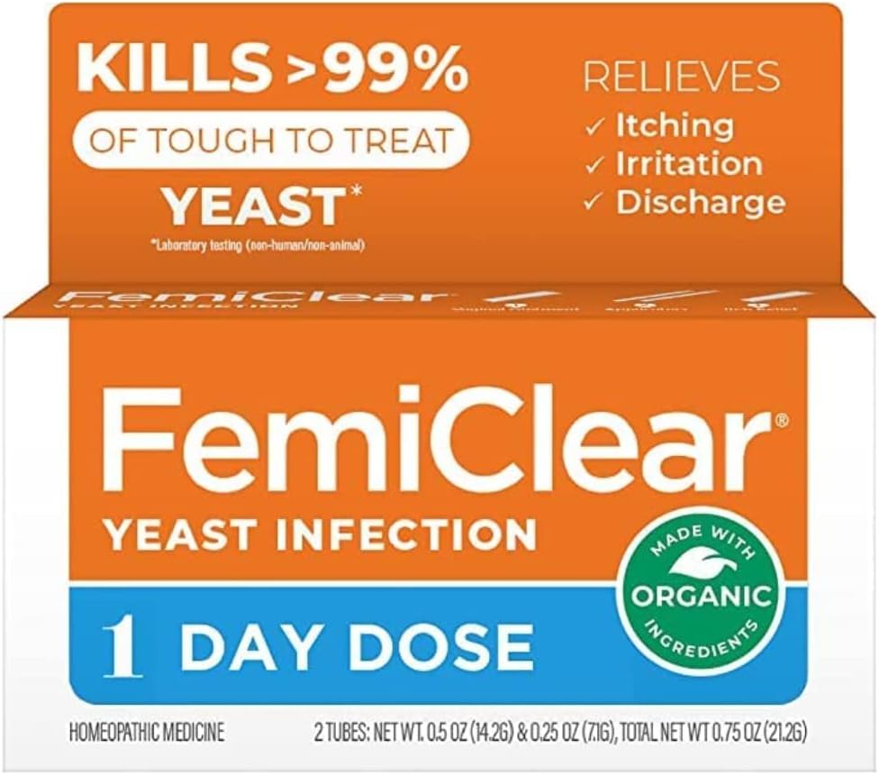 Femiclear 1-Dose Yeast Μόλυνση  Αλοιφή ζύμης, 1 Applicator και 0.5oz Αλοιφή