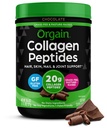 Orgain Hydrolyzed Collagen Peptides σκόνη για γυναίκες & άνδρες, σοκολάτα, 20g Grass Fed Collagen - μαλλιά, δέρμα, νυχιών, & από κοινού συμπλήρωμα υποστήριξης, Παλαιό & Κέτο, μη GMO, τύπου I και III, 1lb