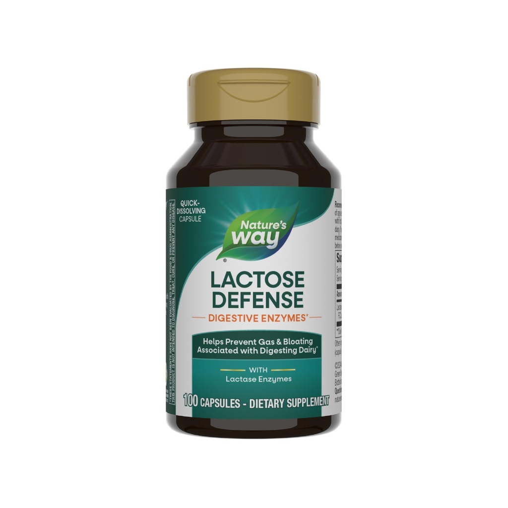 Nature's Way Lactose Defense, Digestive Enzymes*, Υποστηρίζει την Digestion of Dairy*, 690 mg λακτάσης ανά 3-Capsule Serving, 100 κάψουλες (Packing May Vary)