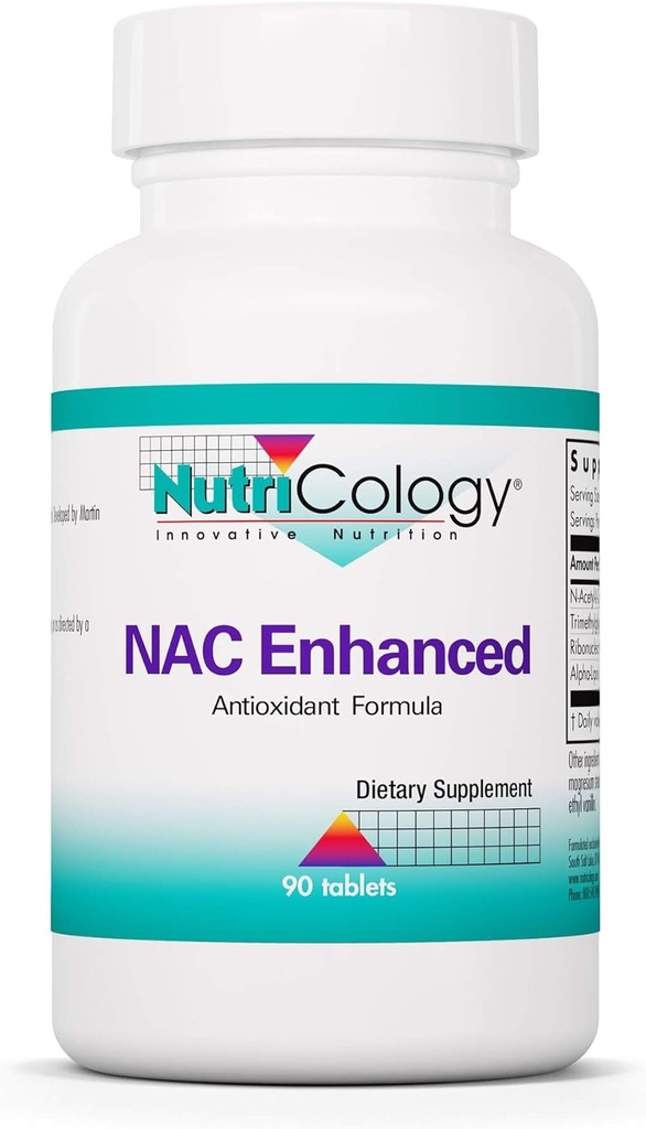 Nutricology NAC Enhanced Supplement - N-Acetyl-L-Cysteine, Glutathion Precursor, Υποστηρίζει την Ανοσολογική λειτουργία, Mucus Cleanance - 90 Count