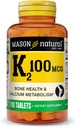 MASON ΦΥΣΙΚΗ βιταμίνη K2 100 mcg με ασβέστιο, υποστηρίζει την υγεία των οστών, της καρδιάς και των μυών, 100 δισκία