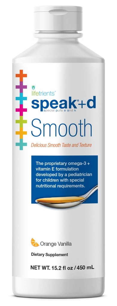 Σωσίβια συστατικά – Speak+D Smooth – Orange Vanilla – 15.2 oz – Παιδιατρικός που διαμορφώνεται για την υποστήριξη των παιδιών με ειδικές διατροφικές απαιτήσεις – Ωμέγα-3 & Βιταμίνες Ε, Κ & D