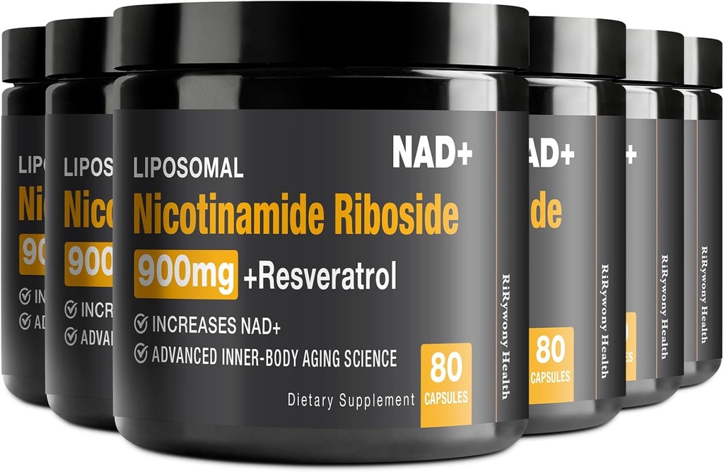 Συμπλήρωμα NAD - NAD+ με Nicotinamide Riboside (NR) και Resveratrol Quercetin 900mg καθαρό οργανικό NAD Plus για την επισκευή κυττάρων υγιή γήρανση λειτουργία του εγκεφάλου, 80 κάψουλες (πακέτο των 6)