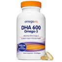 OmegaVia DHA 600 mg, Ultra Pure Omega-3 DHA Συμπληρώματα για τον εγκέφαλο και τα μάτια, DHA Προγεννητικές Βιταμίνες για τις γυναίκες, Burpless Fish Oil Omega 3, IFOS Tested, 120 Softgels