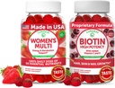 Lunakai USA Made Womens Multivitamin & Biotin Gummies Bundle – Ενέργεια & Hair, Skin, Nail Support – Φυσικά αρωματισμένα – 60 μη-GMO Gummies Καθένα
