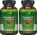 Irwin Naturals Brain Awake RED Focus & Mental Clarity Support (2 Pack) | With Nitric Oxide Booster | Ginkgo + L-Theanine + L-Citrulline | Productivity & Cognitive Performance | 2 X 60 Softgels