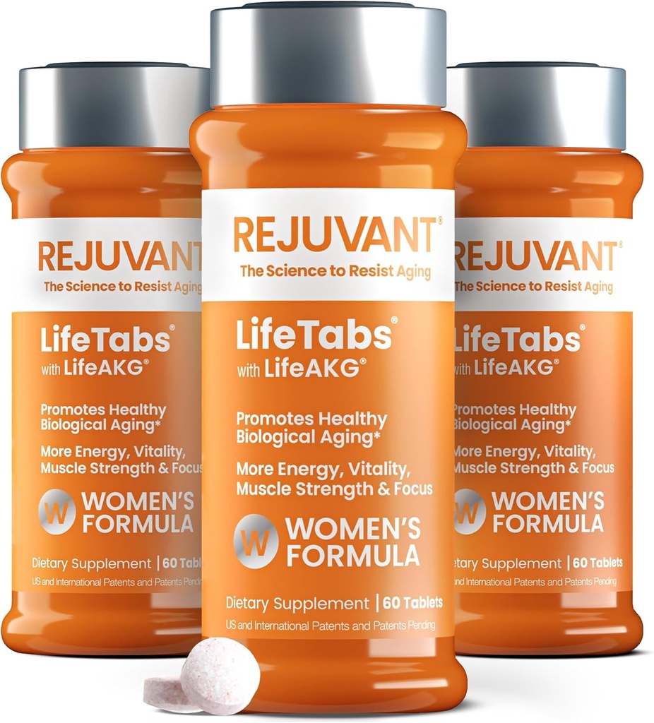 Rejuvant Women's AKG Longevity Supplement 1000MG Ultra 98% Pure (Calcium Alpha-Ketoglutarate), Πατενταρισμένο με δίπλωμα ευρεσιτεχνίας Vitamin Rich Controlled Release Formula Υποστηρίζει την επισκευή κυττάρων και την ποιότητα ζωής, 180 δισκία