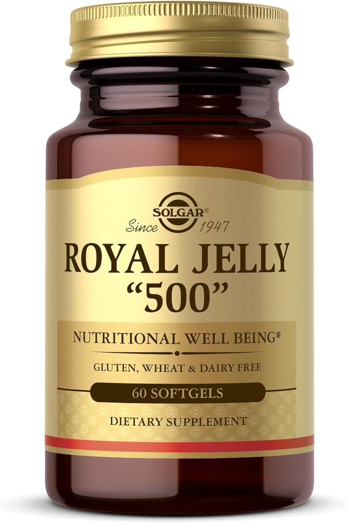 Solgar Royal Jelly "500" - 60 Softgels - Gluten Free, Dairy Free - 60 Servings