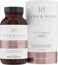 Hush & Hush SkinCapsuleTM Clear+, Skin Care Supplement, Vegan, Acne Θεραπεία για το πρόσωπο, Καθαρά Συμπληρώματα Θρεπτικών που Περιέχει Βιταμίνη Α, Κουρκουμάς, Ρίζα δαντελίωσης, Ψευδάργυρος - 60 κάψουλες