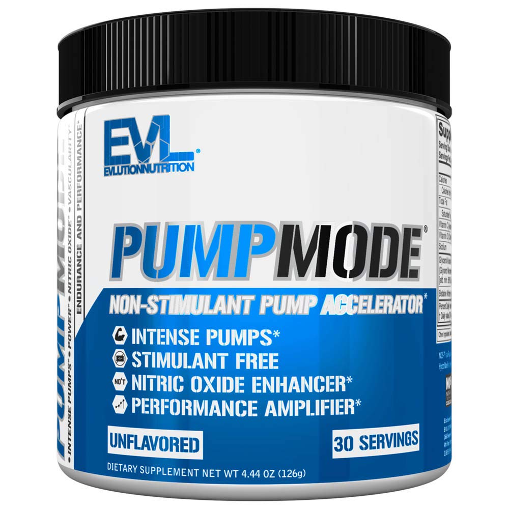 EVL PumpMode Nitric Oxide Supplement - Nitric Oxide Booster Pump Pre Workout Powder with Glycerol and Betaine for Mus Recovery Growth and Endurance - Stim Free Pre Workout Drink (Unflaved)