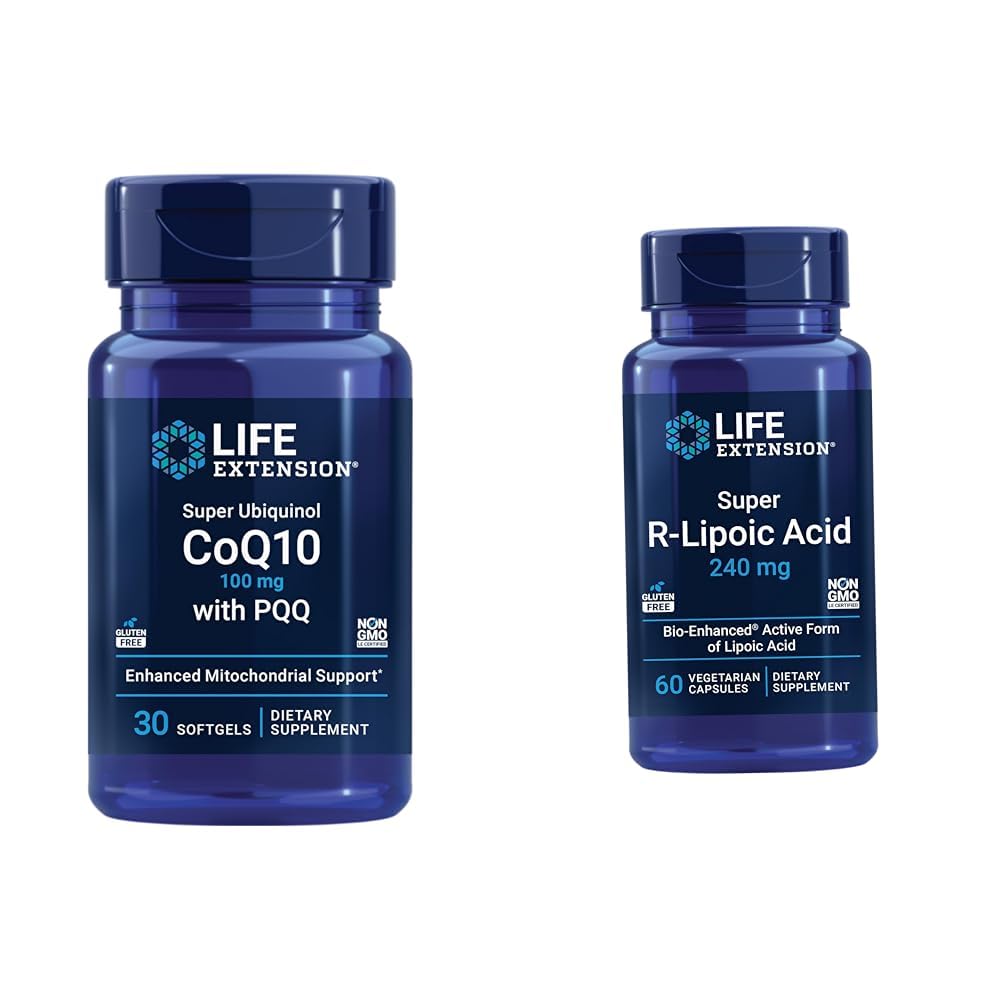Life Extension Super Ubiquinol CoQ10 με PQQ, CoQ10, PQQ, Shilajit, Heart Health & Super R-Lipoic Acid – Συμπλήρωμα μακροζωίας για την άμυνα οξειδωτικού στρες