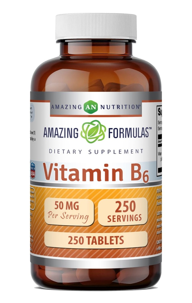 Amazing Formulas Vitamin B6 Pyridoxine 50mg 250 Tablets Supplement 